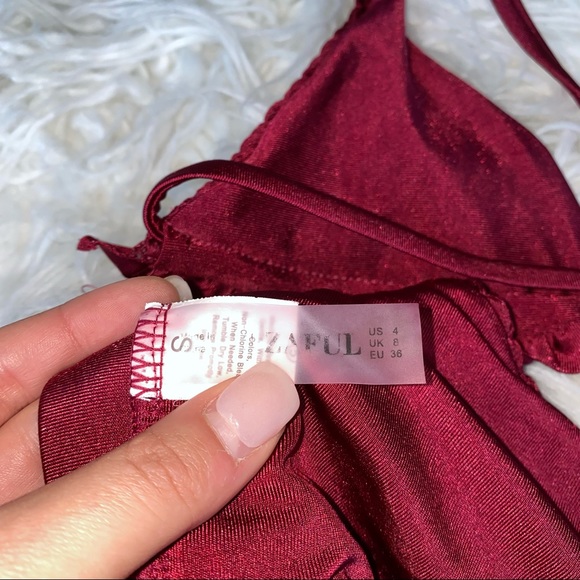 Magenta Ruffles Bralette Smocked Bathing Suit -S - Picture 6 of 6